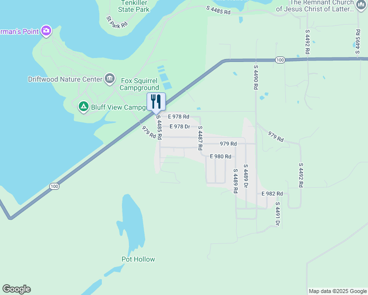 map of restaurants, bars, coffee shops, grocery stores, and more near 449189 East 979 Drive in Vian