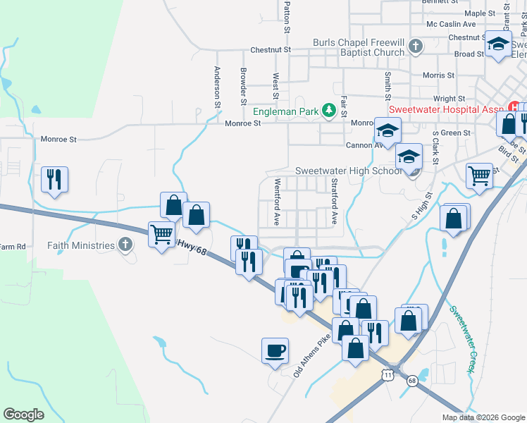 map of restaurants, bars, coffee shops, grocery stores, and more near 932 Stratford Avenue in Sweetwater