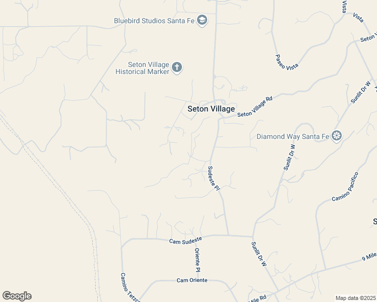 map of restaurants, bars, coffee shops, grocery stores, and more near 21B Sudeste Place in Santa Fe