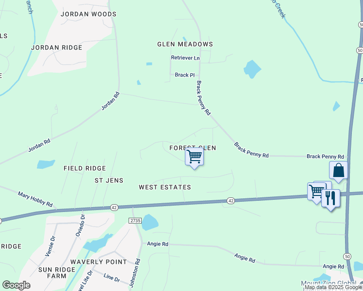 map of restaurants, bars, coffee shops, grocery stores, and more near 1120 Forest Glen Drive in Raleigh