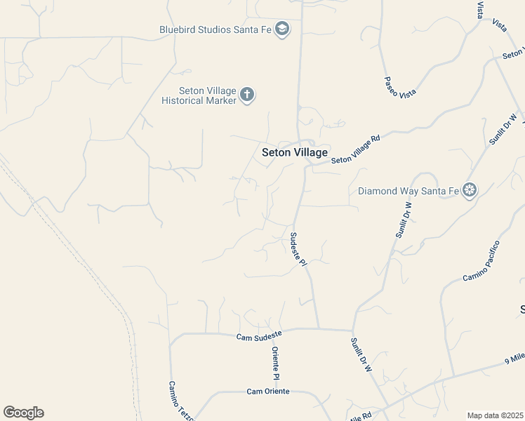 map of restaurants, bars, coffee shops, grocery stores, and more near 21B Sudeste Place in Santa Fe
