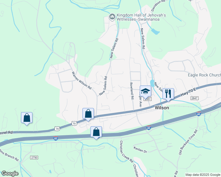 map of restaurants, bars, coffee shops, grocery stores, and more near 10 Marker Pine Lane in Swannanoa