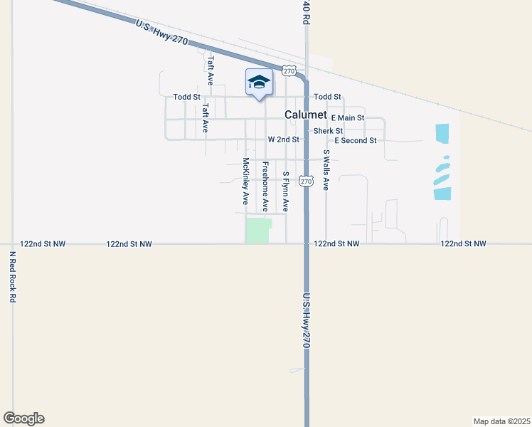 map of restaurants, bars, coffee shops, grocery stores, and more near W. 5th Street in Calumet