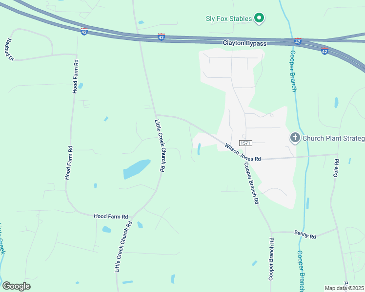 map of restaurants, bars, coffee shops, grocery stores, and more near 103 Grace Meadows Drive in Clayton