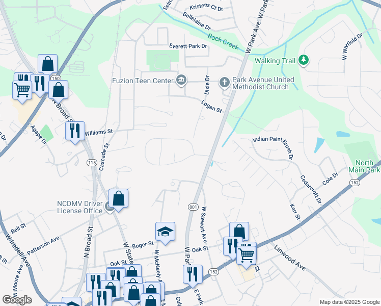 map of restaurants, bars, coffee shops, grocery stores, and more near 885 Rebecca Jane Drive in Mooresville