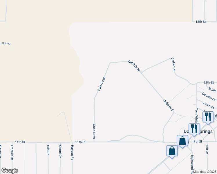 map of restaurants, bars, coffee shops, grocery stores, and more near 16258 Cobb Drive West in Kingman