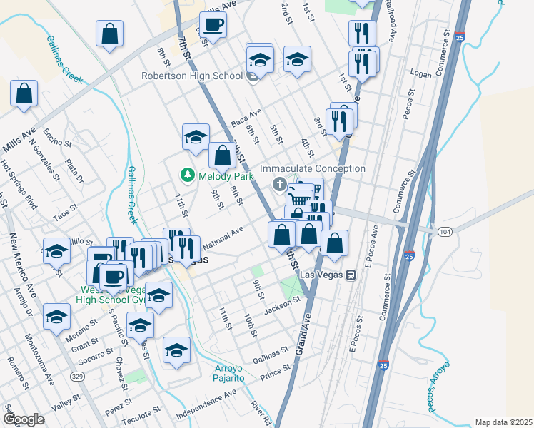 map of restaurants, bars, coffee shops, grocery stores, and more near 714 National Avenue in Las Vegas