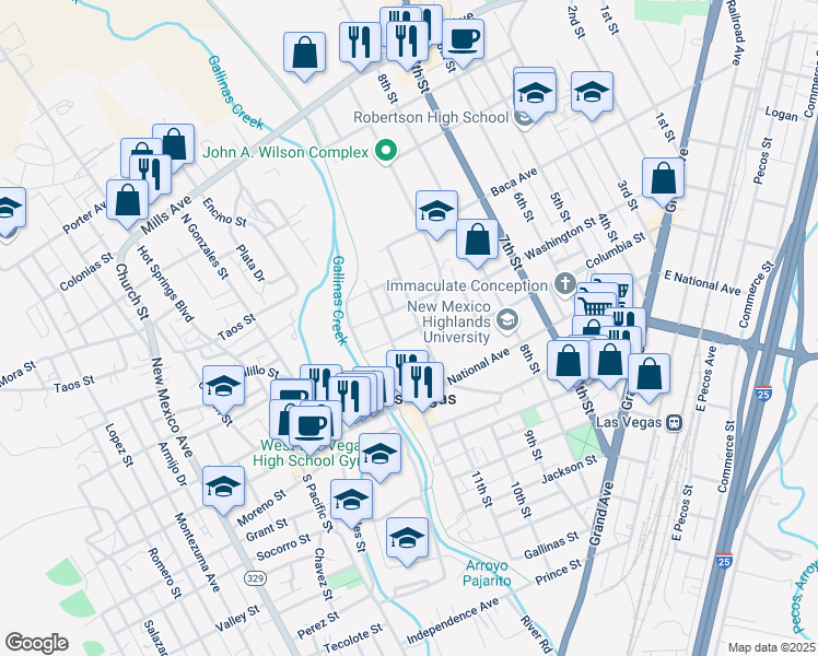 map of restaurants, bars, coffee shops, grocery stores, and more near 1018 12th Street in Las Vegas