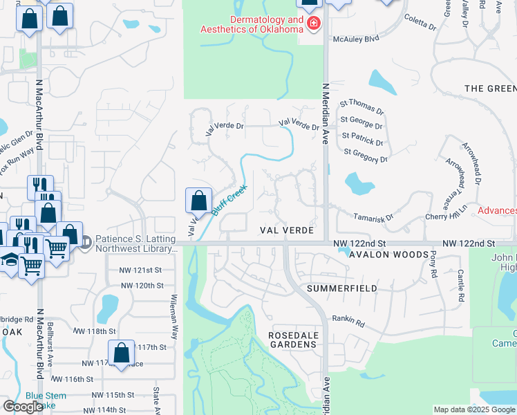 map of restaurants, bars, coffee shops, grocery stores, and more near 4701 Doral Court in Oklahoma City