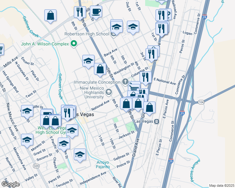 map of restaurants, bars, coffee shops, grocery stores, and more near 714 National Avenue in Las Vegas