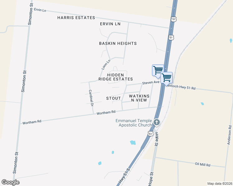 map of restaurants, bars, coffee shops, grocery stores, and more near 76 Stout Cove in Covington