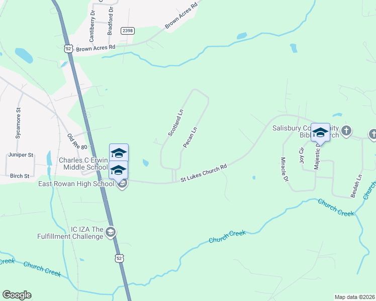 map of restaurants, bars, coffee shops, grocery stores, and more near 109 Pecan Lane in Salisbury