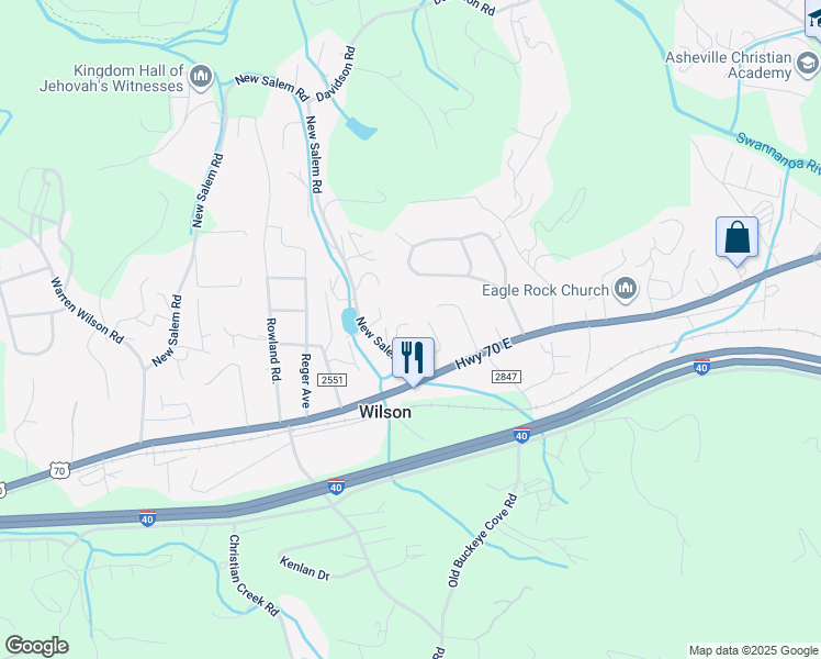 map of restaurants, bars, coffee shops, grocery stores, and more near 4 Steady Aim Lane in Swannanoa