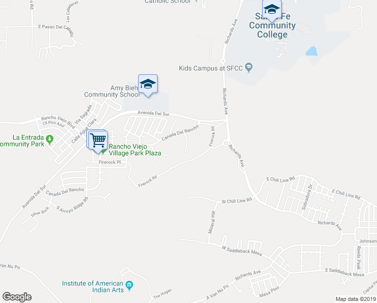 map of restaurants, bars, coffee shops, grocery stores, and more near 8 Fire Hearth Place in Santa Fe