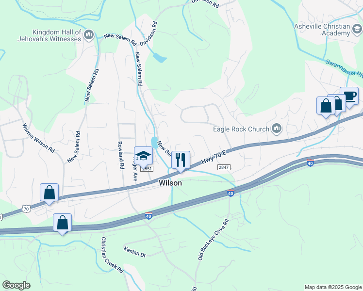 map of restaurants, bars, coffee shops, grocery stores, and more near 4 Steady Aim Lane in Swannanoa