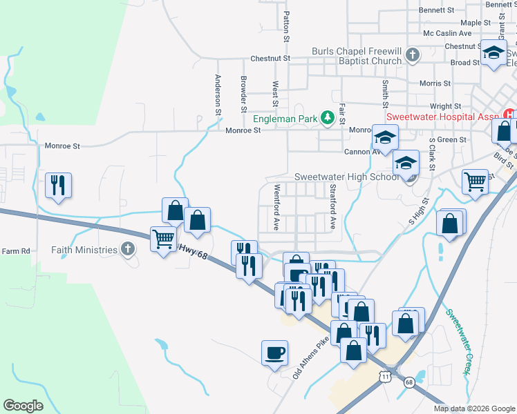 map of restaurants, bars, coffee shops, grocery stores, and more near 932 Stratford Avenue in Sweetwater