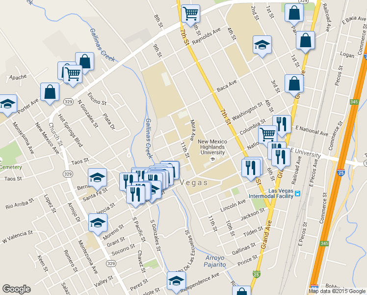 map of restaurants, bars, coffee shops, grocery stores, and more near 1007 11th Street in Las Vegas