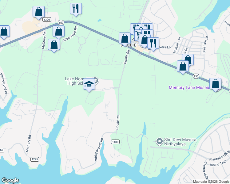 map of restaurants, bars, coffee shops, grocery stores, and more near 200 Doolie Road in Mooresville