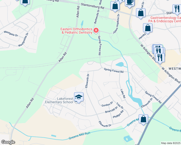 map of restaurants, bars, coffee shops, grocery stores, and more near 3809 Nantucket Road in Greenville