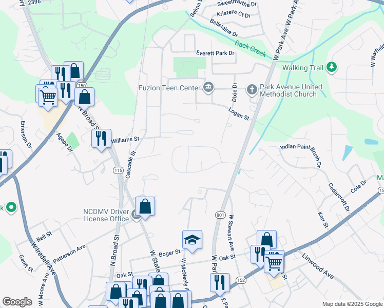 map of restaurants, bars, coffee shops, grocery stores, and more near 529 Lisa Carol Drive in Mooresville