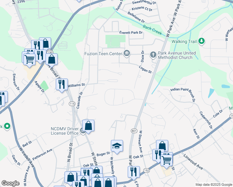 map of restaurants, bars, coffee shops, grocery stores, and more near 529 Lisa Carol Drive in Mooresville