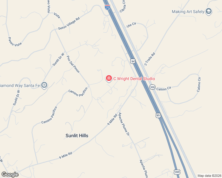 map of restaurants, bars, coffee shops, grocery stores, and more near 60 Timberwick Road in Santa Fe