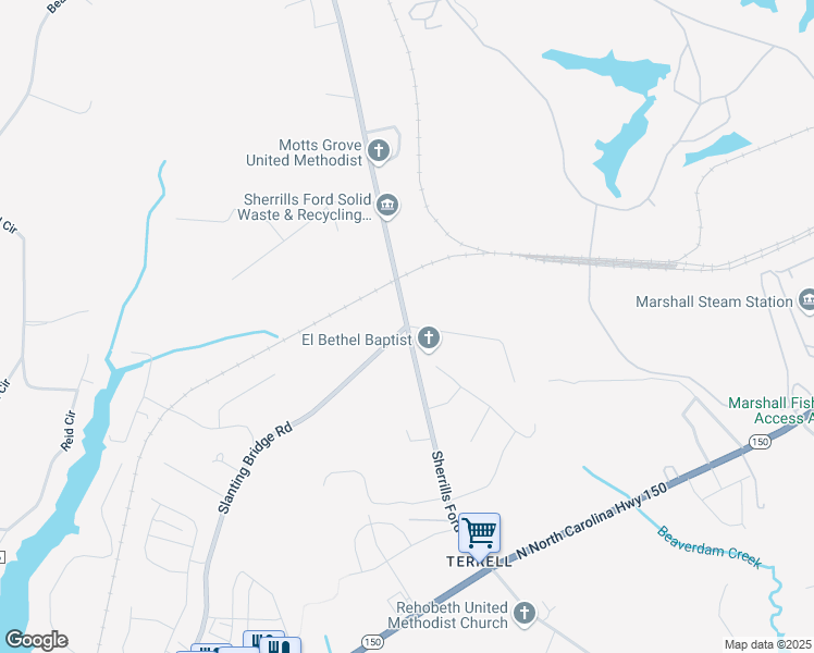 map of restaurants, bars, coffee shops, grocery stores, and more near 9000 Sherrills Ford Road in Sherrills Ford