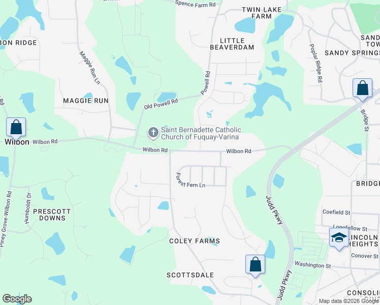 map of restaurants, bars, coffee shops, grocery stores, and more near 915 Wilbon Road in Holly Springs