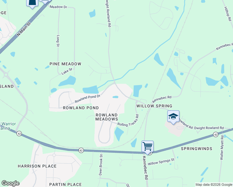 map of restaurants, bars, coffee shops, grocery stores, and more near 6568 Dwight Rowland Road in Wake County