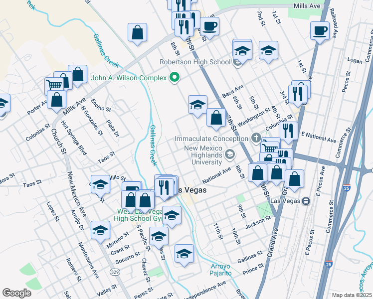 map of restaurants, bars, coffee shops, grocery stores, and more near in Las Vegas