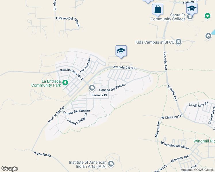 map of restaurants, bars, coffee shops, grocery stores, and more near 43 Canada Del Rancho in Santa Fe