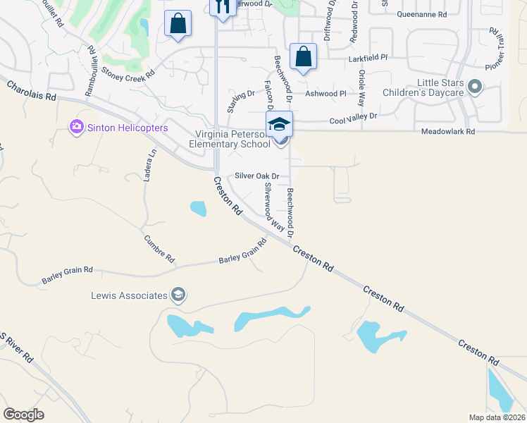 map of restaurants, bars, coffee shops, grocery stores, and more near 2619 Silverwood Way in Paso Robles