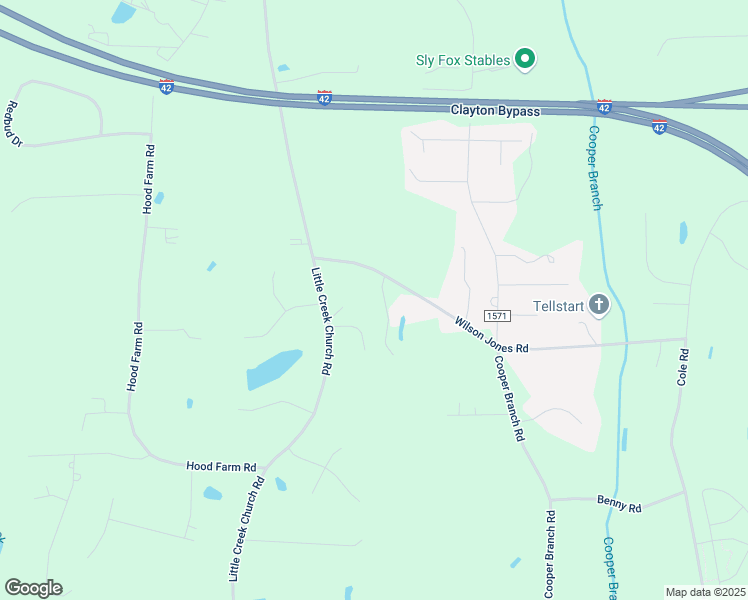 map of restaurants, bars, coffee shops, grocery stores, and more near 103 Grace Meadows Drive in Clayton