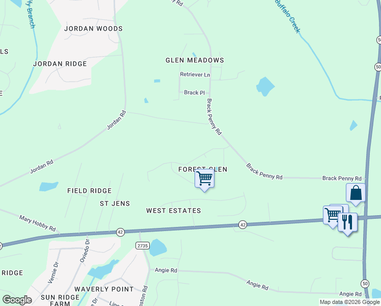 map of restaurants, bars, coffee shops, grocery stores, and more near 1124 Forest Glen Drive in Raleigh