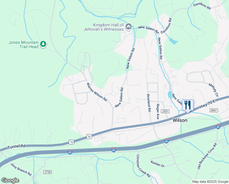 map of restaurants, bars, coffee shops, grocery stores, and more near 60 New Salem Road in Swannanoa