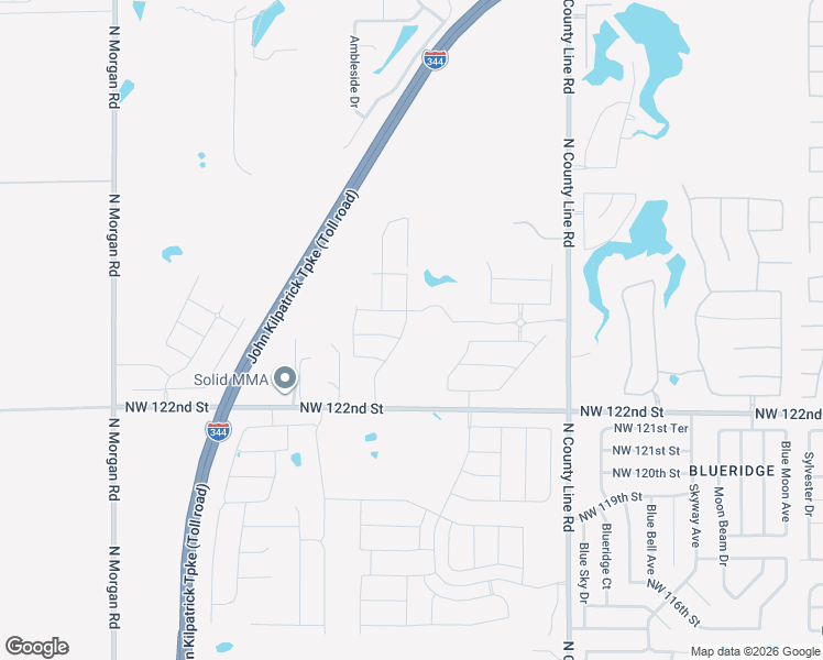 map of restaurants, bars, coffee shops, grocery stores, and more near 9421 Northwest 122nd Street in Yukon