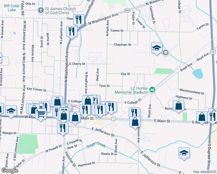 map of restaurants, bars, coffee shops, grocery stores, and more near 484 North Park Avenue in Brownsville