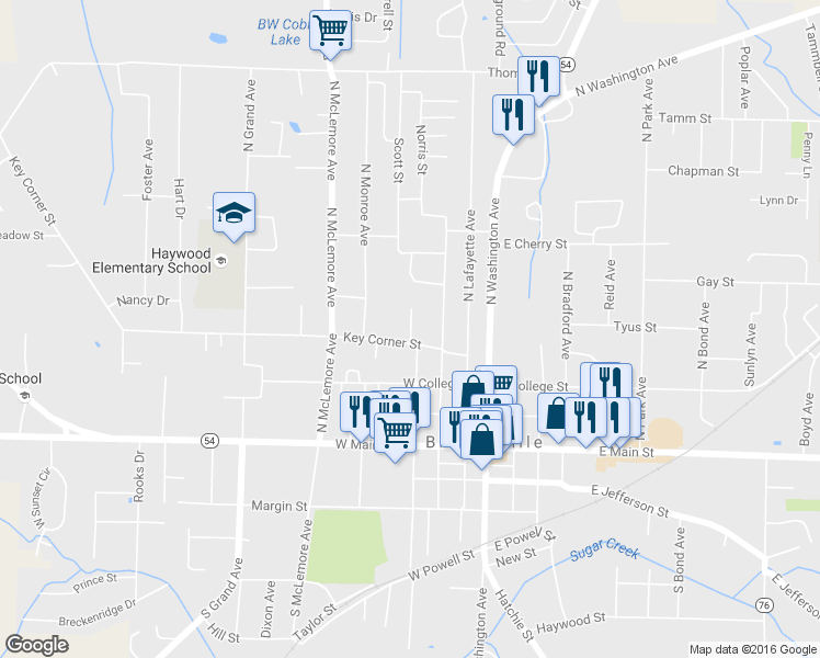 map of restaurants, bars, coffee shops, grocery stores, and more near 456 Brackinhouse Place in Brownsville