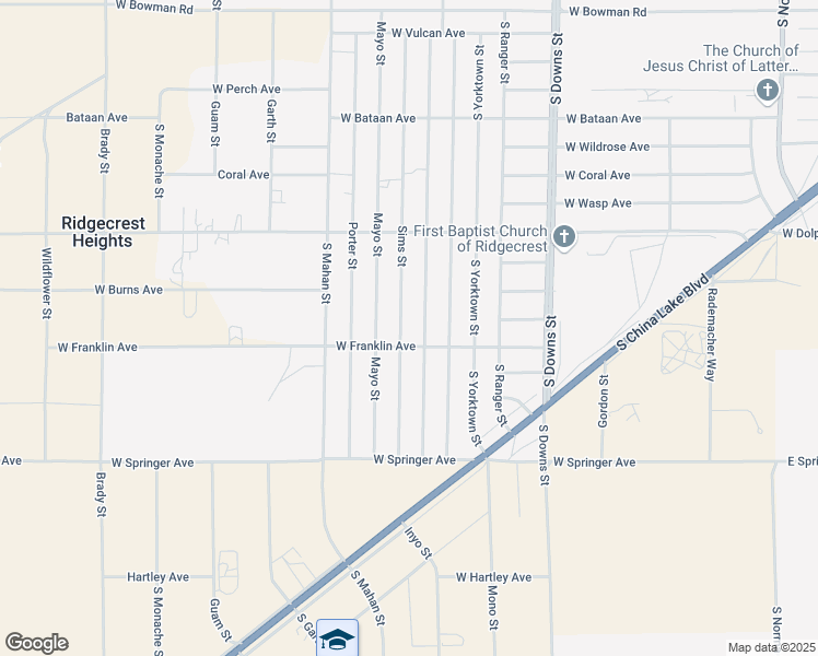 map of restaurants, bars, coffee shops, grocery stores, and more near in Ridgecrest