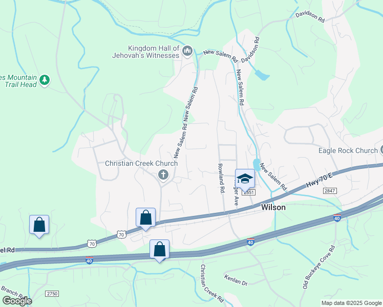 map of restaurants, bars, coffee shops, grocery stores, and more near 85 New Salem Road in Swannanoa