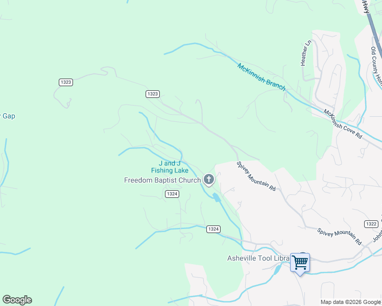 map of restaurants, bars, coffee shops, grocery stores, and more near 125 Rice Road in Asheville