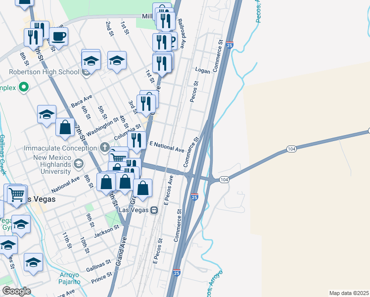 map of restaurants, bars, coffee shops, grocery stores, and more near 800 Pecos Street in Las Vegas