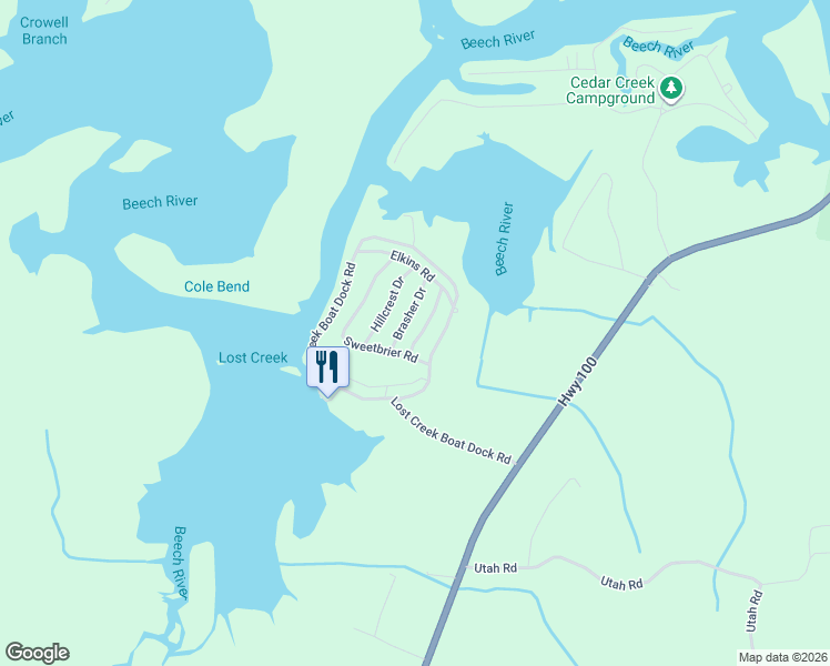 map of restaurants, bars, coffee shops, grocery stores, and more near 73 Hanklolche Drive in Decaturville
