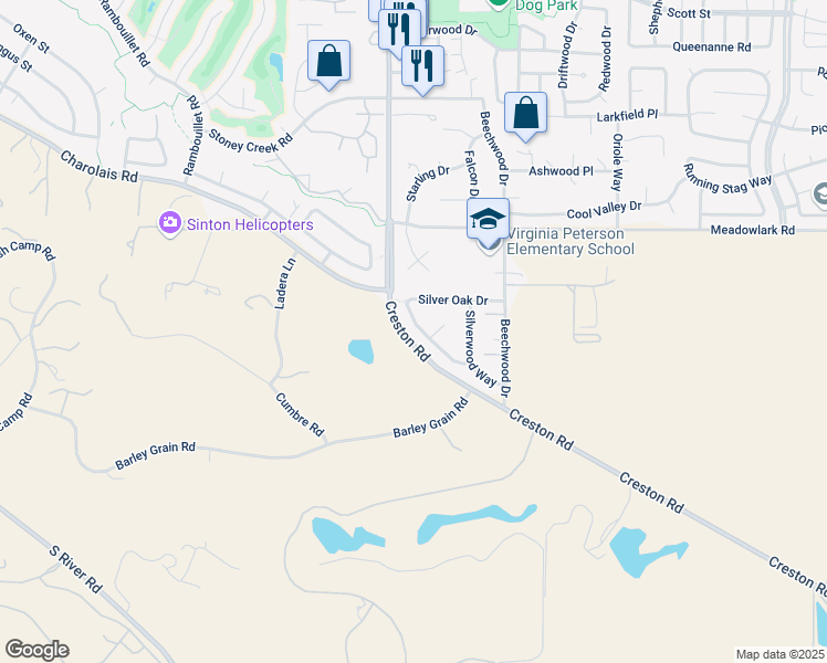 map of restaurants, bars, coffee shops, grocery stores, and more near 221 Silver Oak Drive in Paso Robles