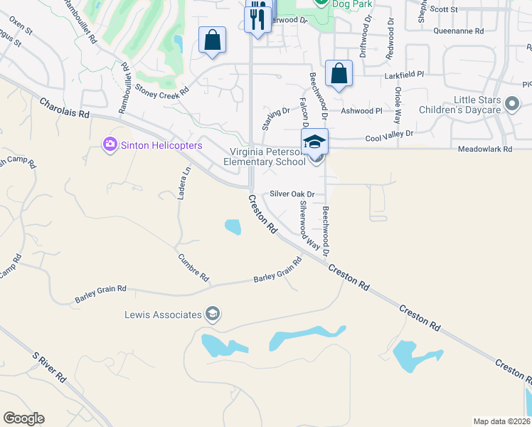 map of restaurants, bars, coffee shops, grocery stores, and more near 221 Silver Oak Drive in Paso Robles