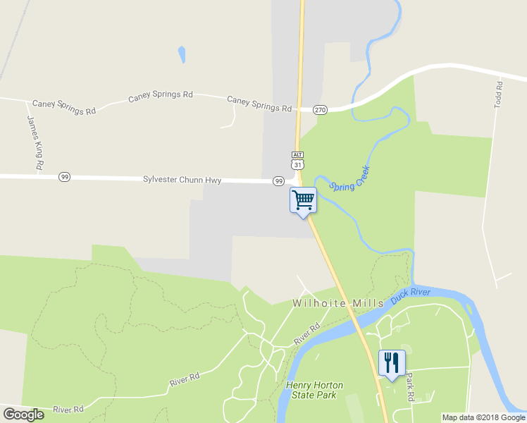 map of restaurants, bars, coffee shops, grocery stores, and more near 2263 Tennessee 99 in Chapel Hill