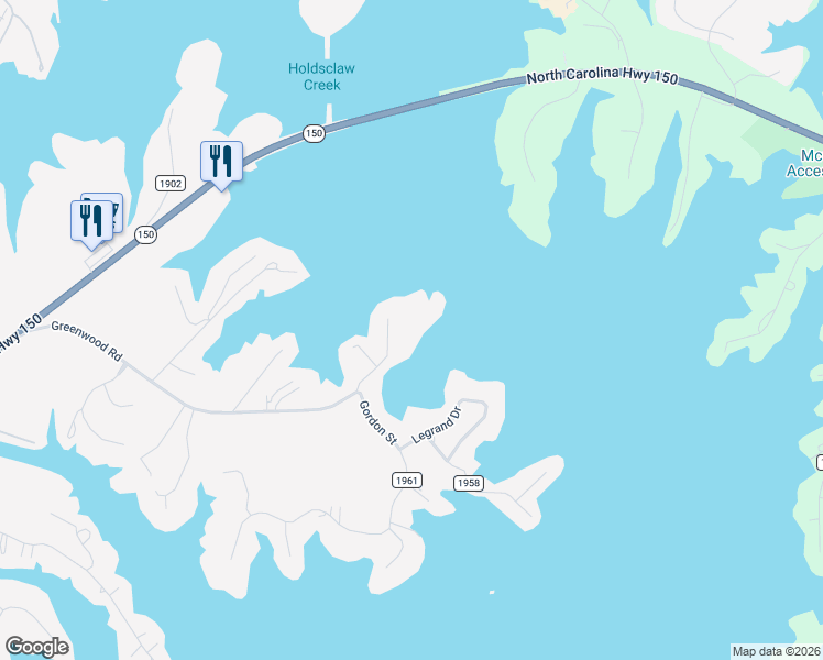 map of restaurants, bars, coffee shops, grocery stores, and more near 9184 Greenwood Road in Lake Norman of Catawba