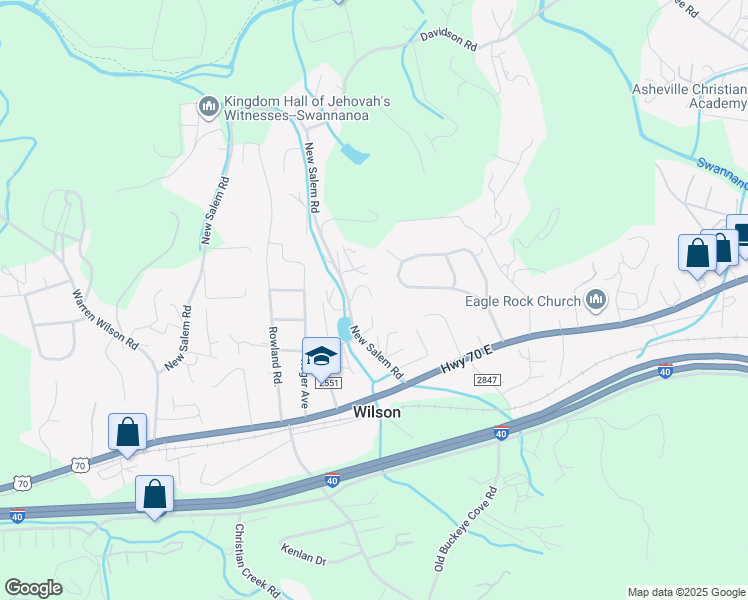 map of restaurants, bars, coffee shops, grocery stores, and more near 404 Melody Circle in Swannanoa