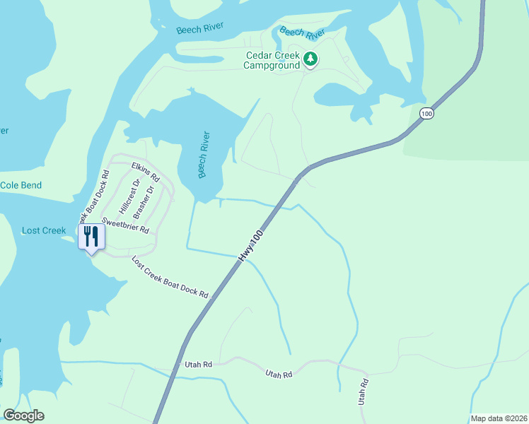 map of restaurants, bars, coffee shops, grocery stores, and more near 4519 Highway 100 in Decaturville