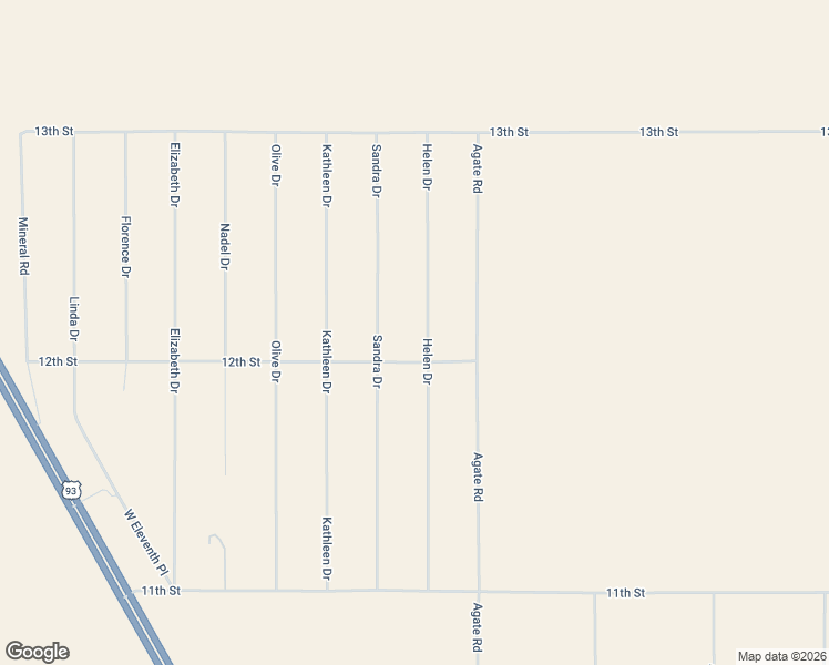 map of restaurants, bars, coffee shops, grocery stores, and more near 16285 Helen Drive in Dolan Springs